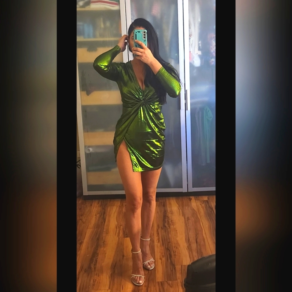 Green mini dress
